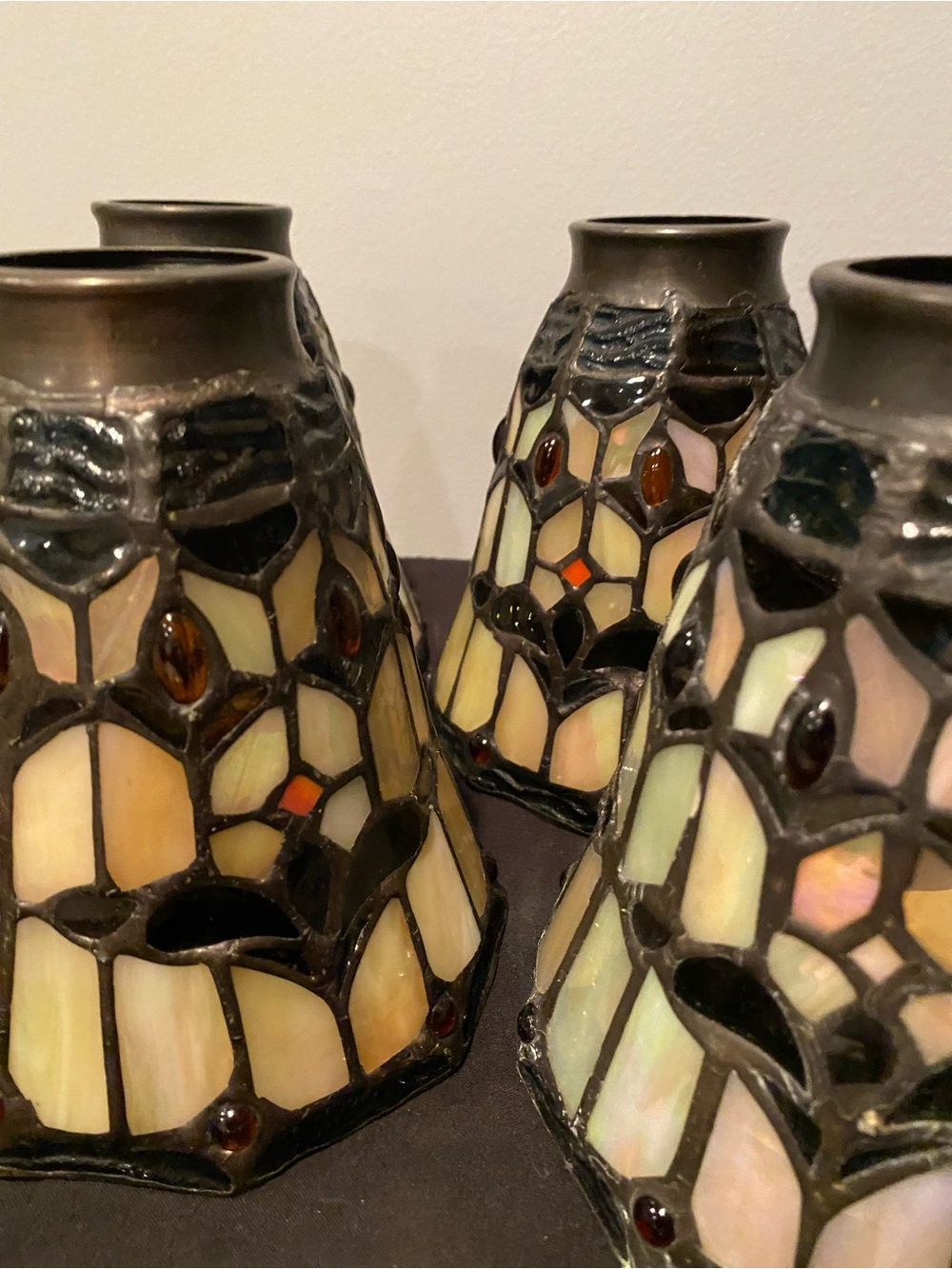 Stained Glass Tiffany-Style Yellow Mosaic Lamp Shades (Set of 5) - Picture 2 of 2